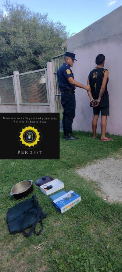 La policía detuvo a una persona luego de haber robado en una vivienda