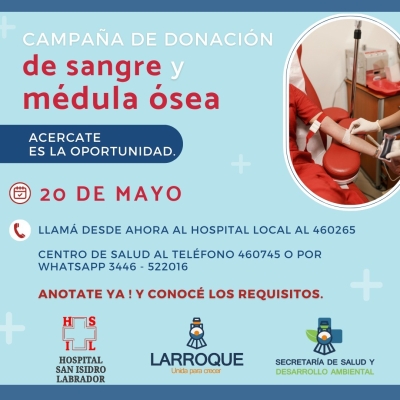 Blood and bone marrow donation campaign to be held in Larroque this Saturday